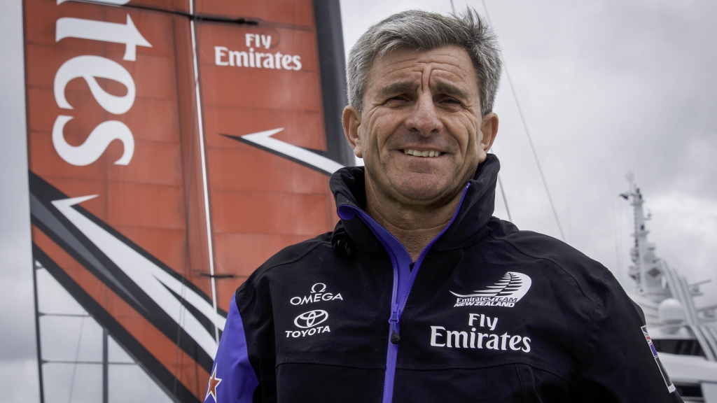 Emirates Team New Zealand shore crew working on the race boat construction