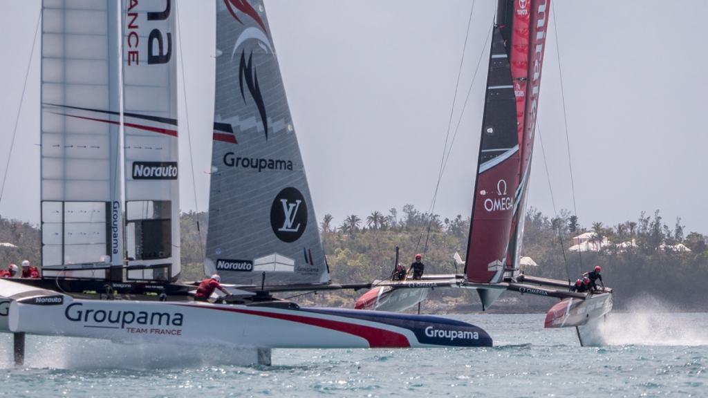 Emirates Team New Zealand sailing on Bermuda's Great Sound testing in the lead up to the 35th America's Cup