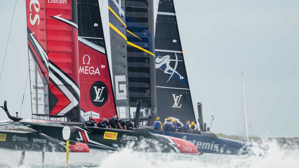 Emirates Team New Zealand sailing on Bermuda's Great Sound in the Louis Vuitton America’s Cup Challenger Playoffs Finals
Emirates Team New Zealand (NZL) vs. Artemis Racing (SWE) Race 2.
Copyright: Richard Hodder / Emirates Team New Zealand