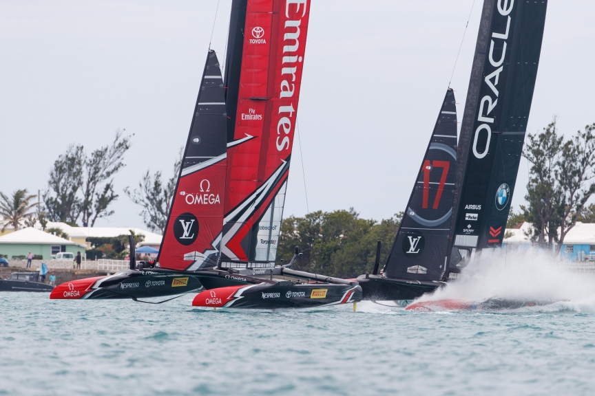Louis Vuitton America's Cup Match Racing Day 3. Emirates Team New Zealand vs. Oracle Team USA races 5 & 6.
Copyright: Richard Hodder / Emirates Team New Zealand
