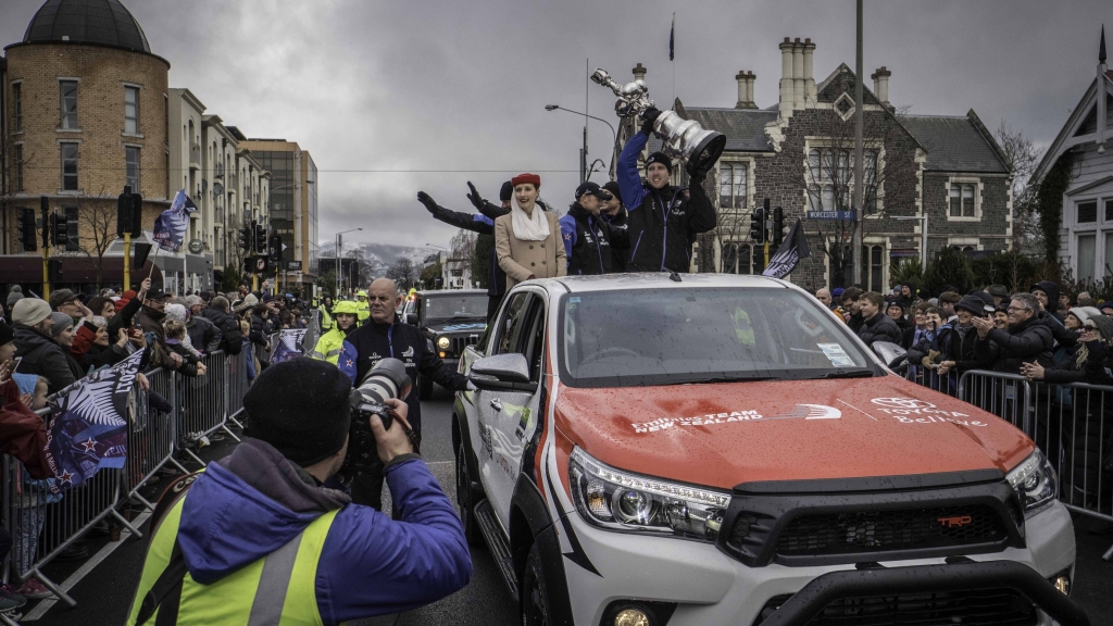 Emirates Team New Zealand victory parade in Christchurch New Zealand
