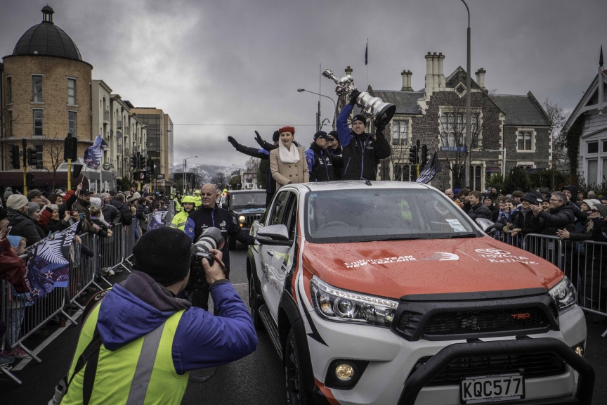 Emirates Team New Zealand victory parade in Christchurch New Zealand